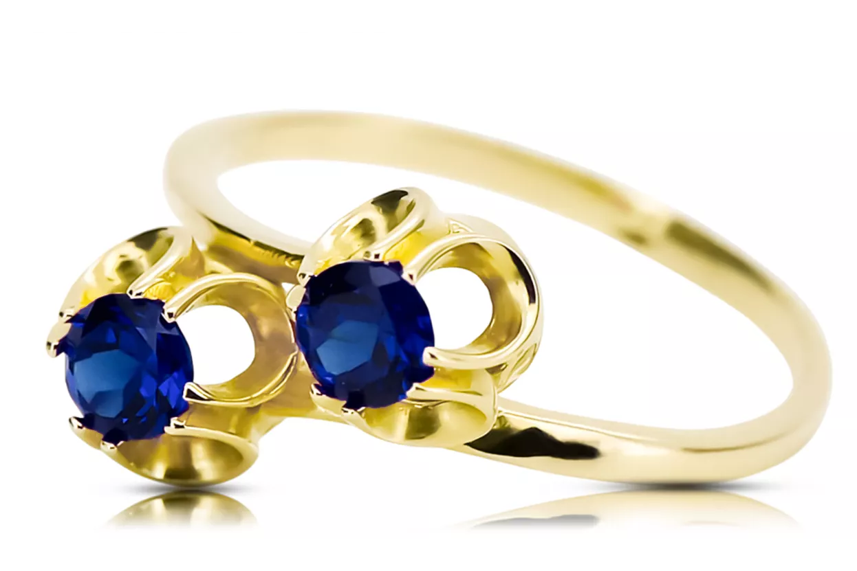 Sapphire 14K Yellow gold Ring Vintage craft vrc266y